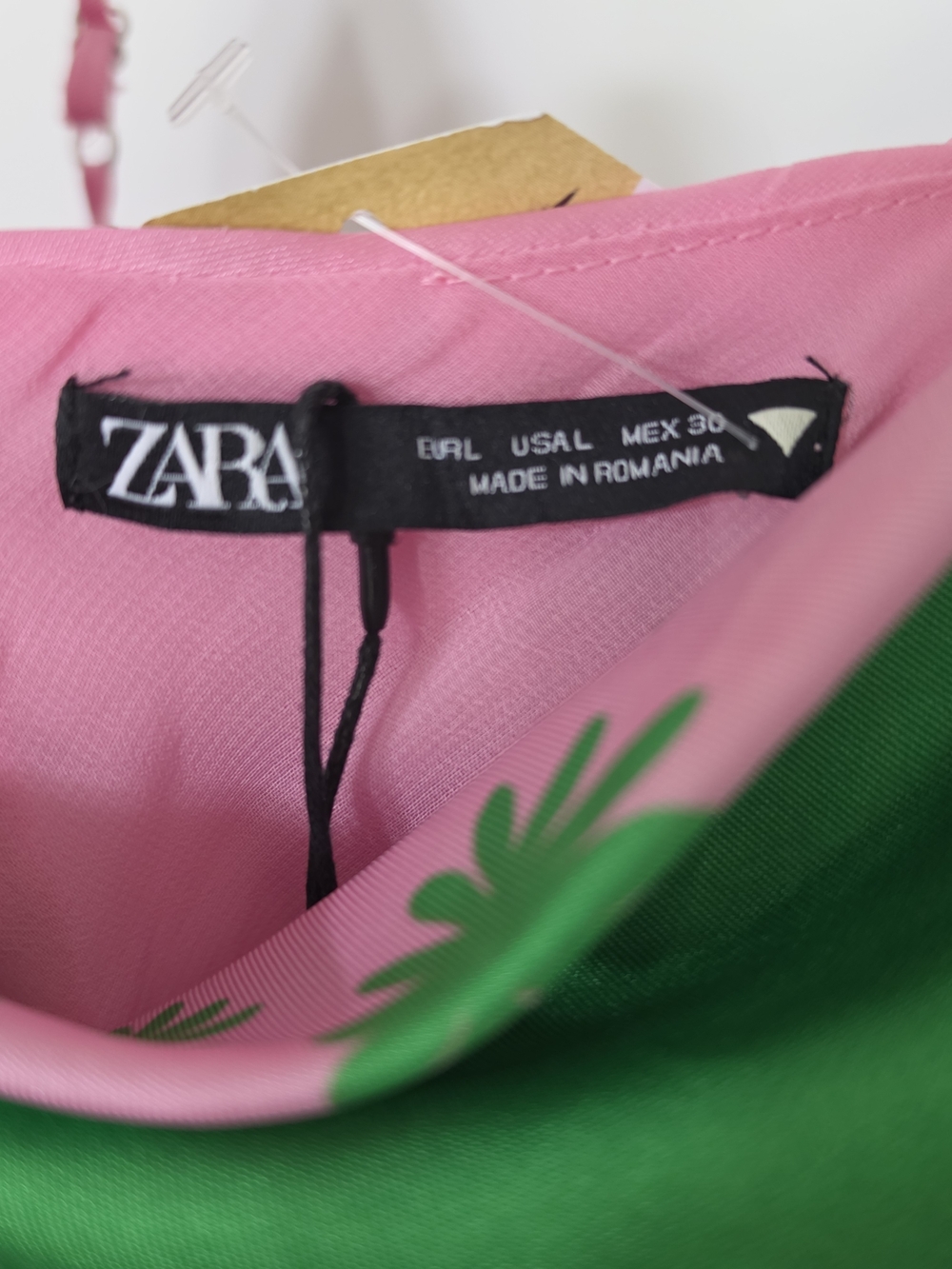 Zara Pink and Green Floral Slip Dress - Picture 4 of 5